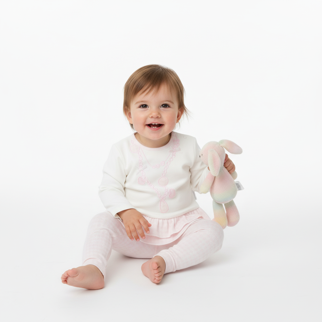 Baby Pink Dogtooth Leggings Set 9528