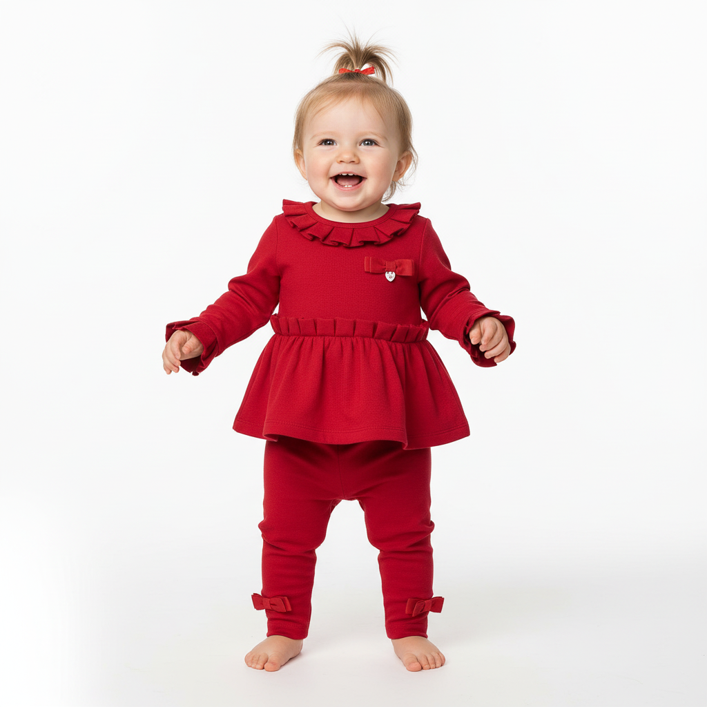 Red Pleated Tunic and Leggings Set 9605