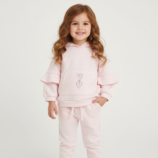 Pink Sporty Ruffle Hoodie and Joggers 9683
