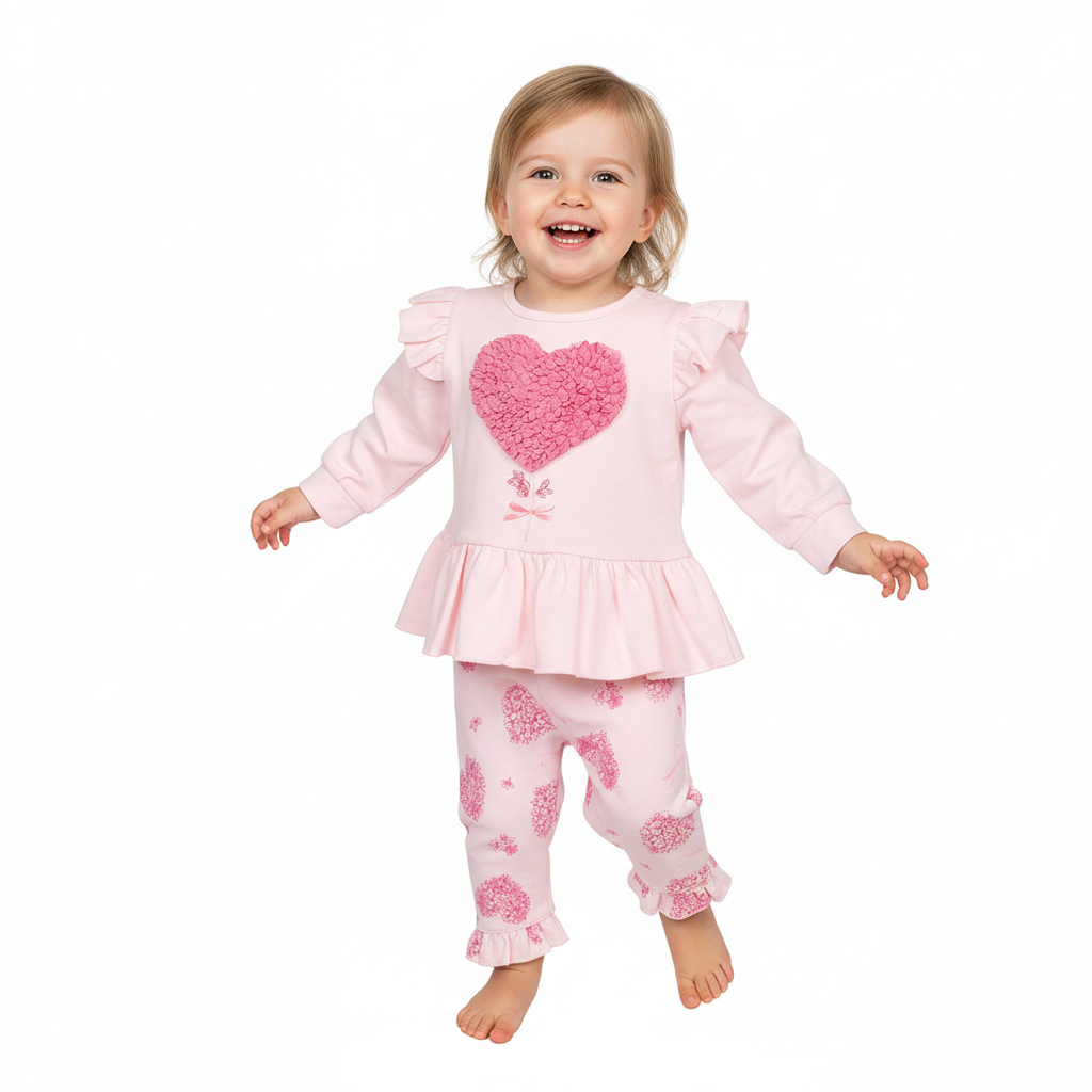 Pink and Fuchsia Love Heart Legging Set 9501