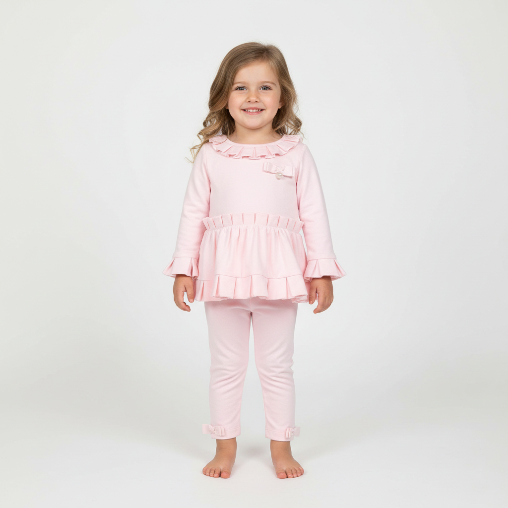 Pink Pleated Tunic and Leggings Set 9087
