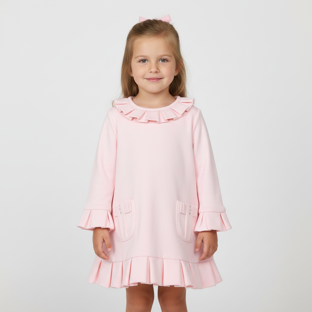 Pink Pleated Top and Pinafore Dress 9088