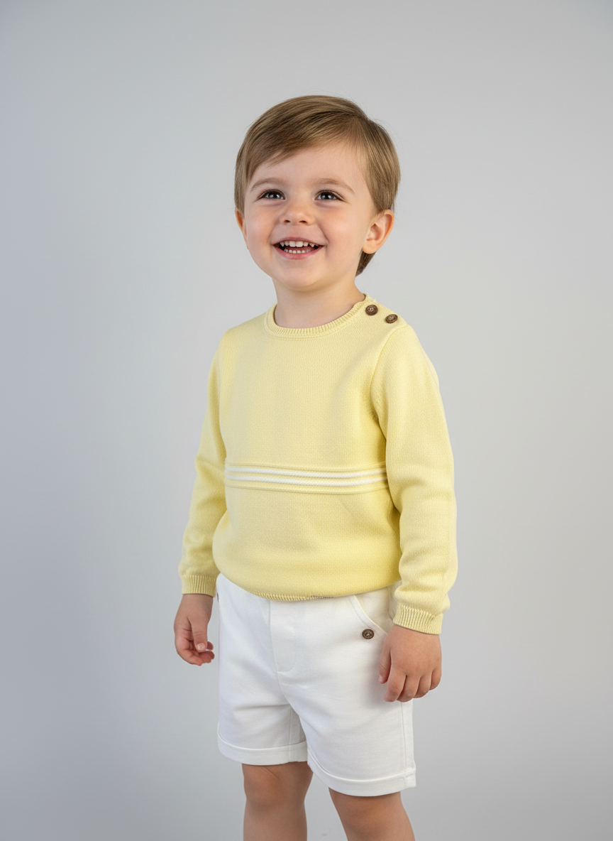 Lemon Sweater and Ivory Long Shorts 7062