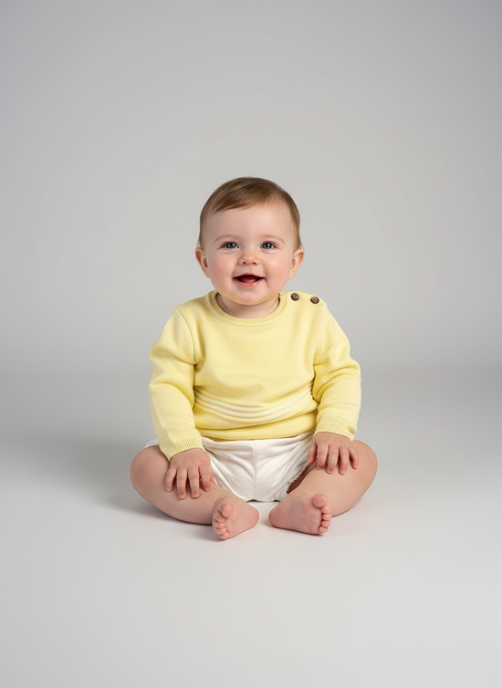 Lemon Sweater and Ivory Shorts 7061