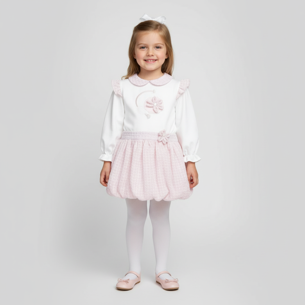 Blush Pink Puffball Skirt and Top Set 9533