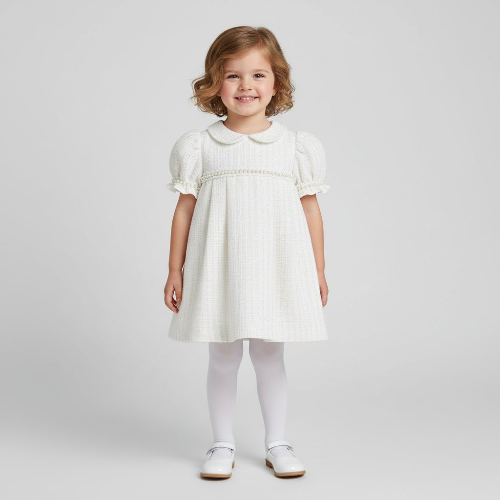 Ivory Dress with Pearl Detailing 9529