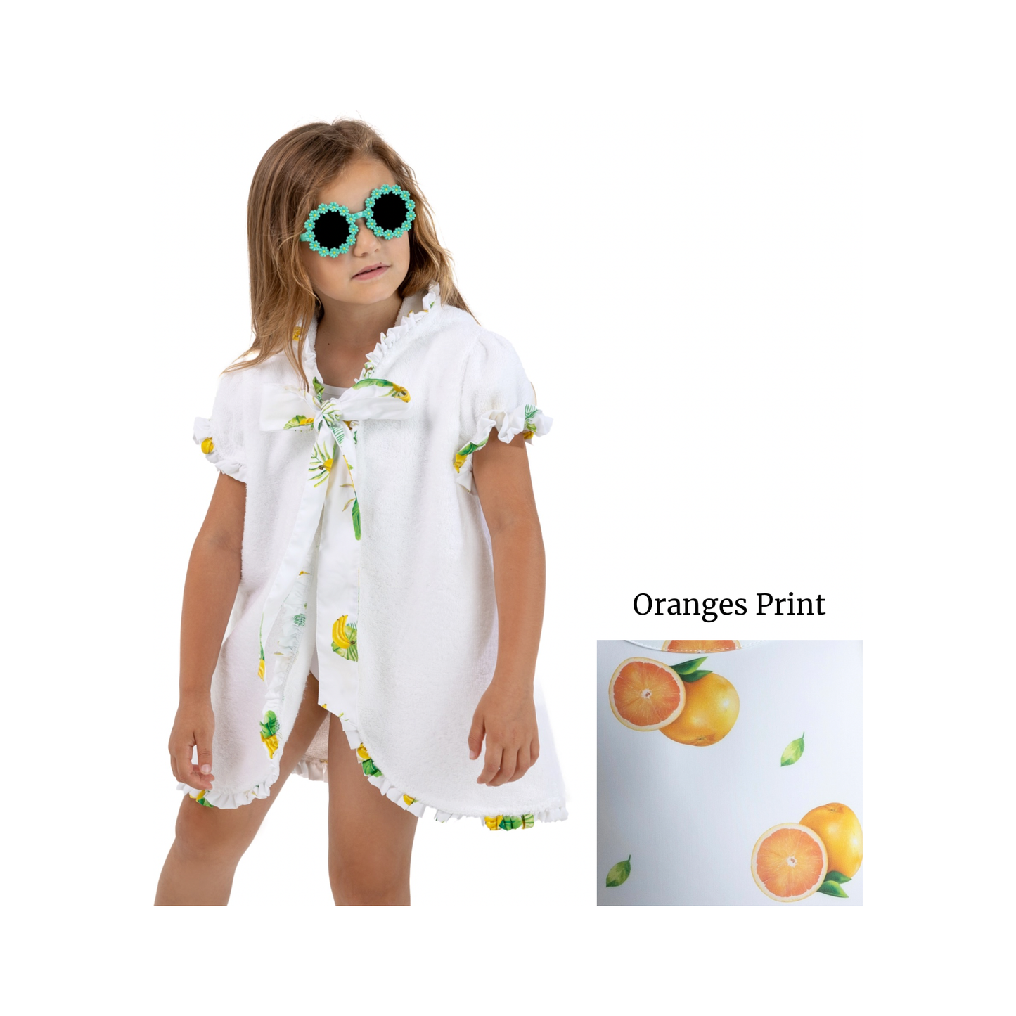 Meia Pata beach cover up oranges print - Adora Childrenswear