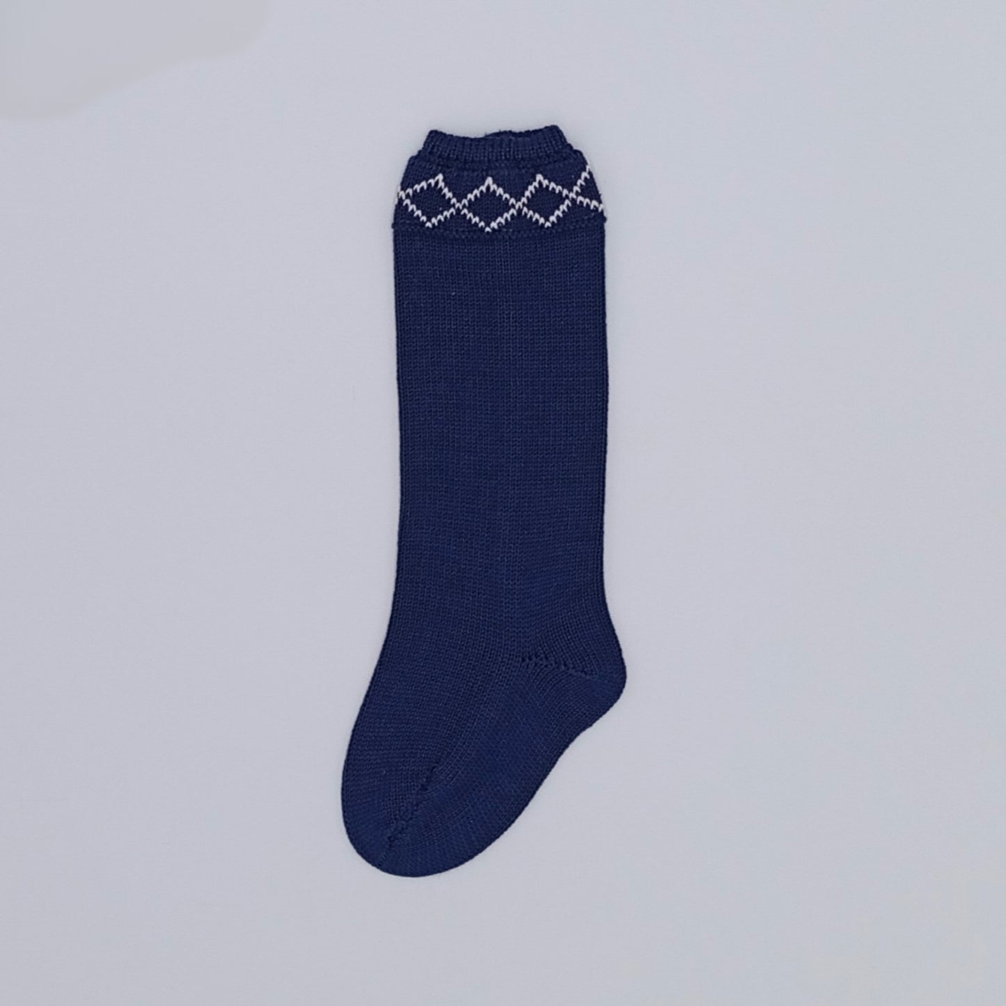 Rahigo SS26 boys navy and white check knee socks 