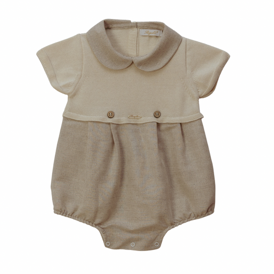 Beige half knit romper by Rigola - Adora