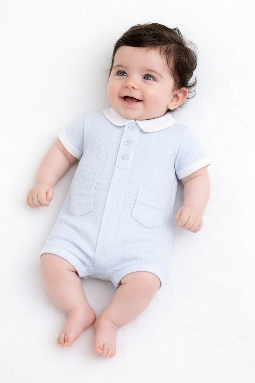 Pastels & Co pale blue baby boys romper 