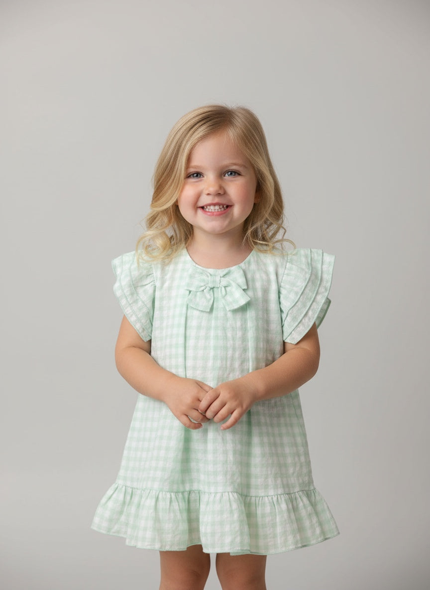 PASTELS & CO | Girls Mint Green Gingham Dress | Kidswear Liverpool Adora Childrenswear PASTELS & CO | Girls Mint Green Gingham Dress | Kidswear Liverpool Adora Childrenswear