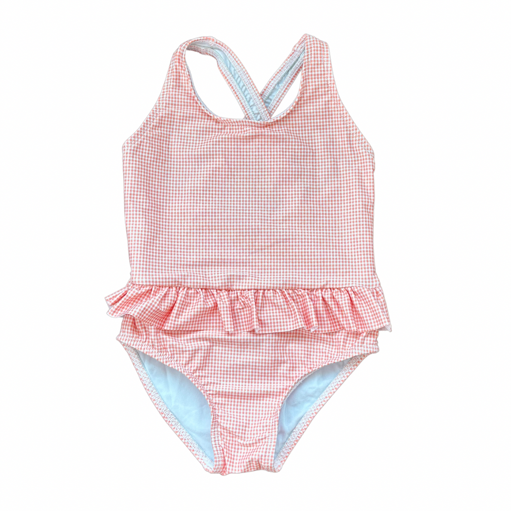 Coral Gingham Swim Costume - Wedoble – Adora Childrenswear