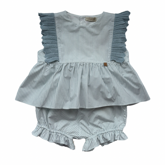 Wedoble girls top and shorts set in pale blue and white - Adora Childrenswear