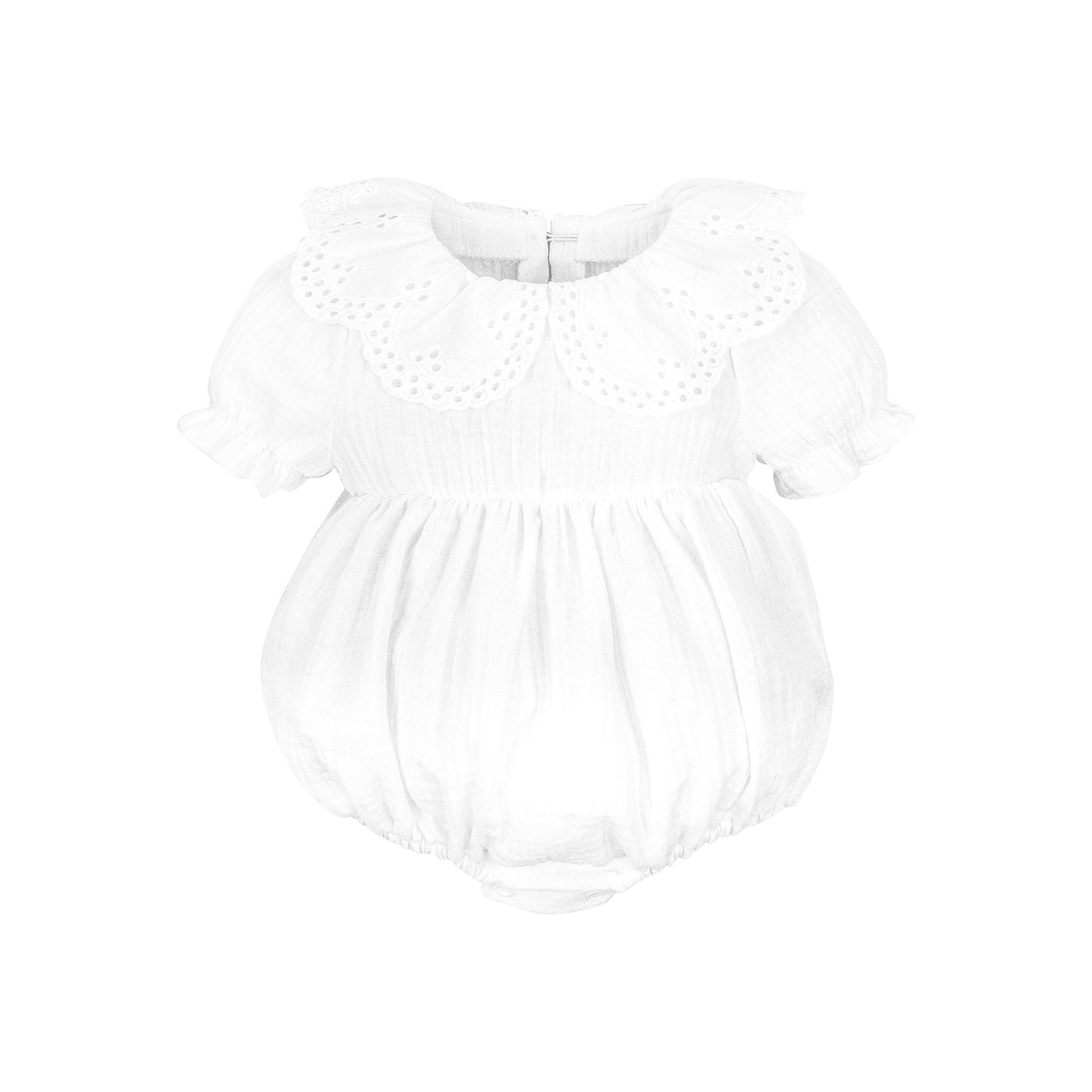 Baby girls ivory romper with scalloped collar by Jamiks - Adora Childrenswear 