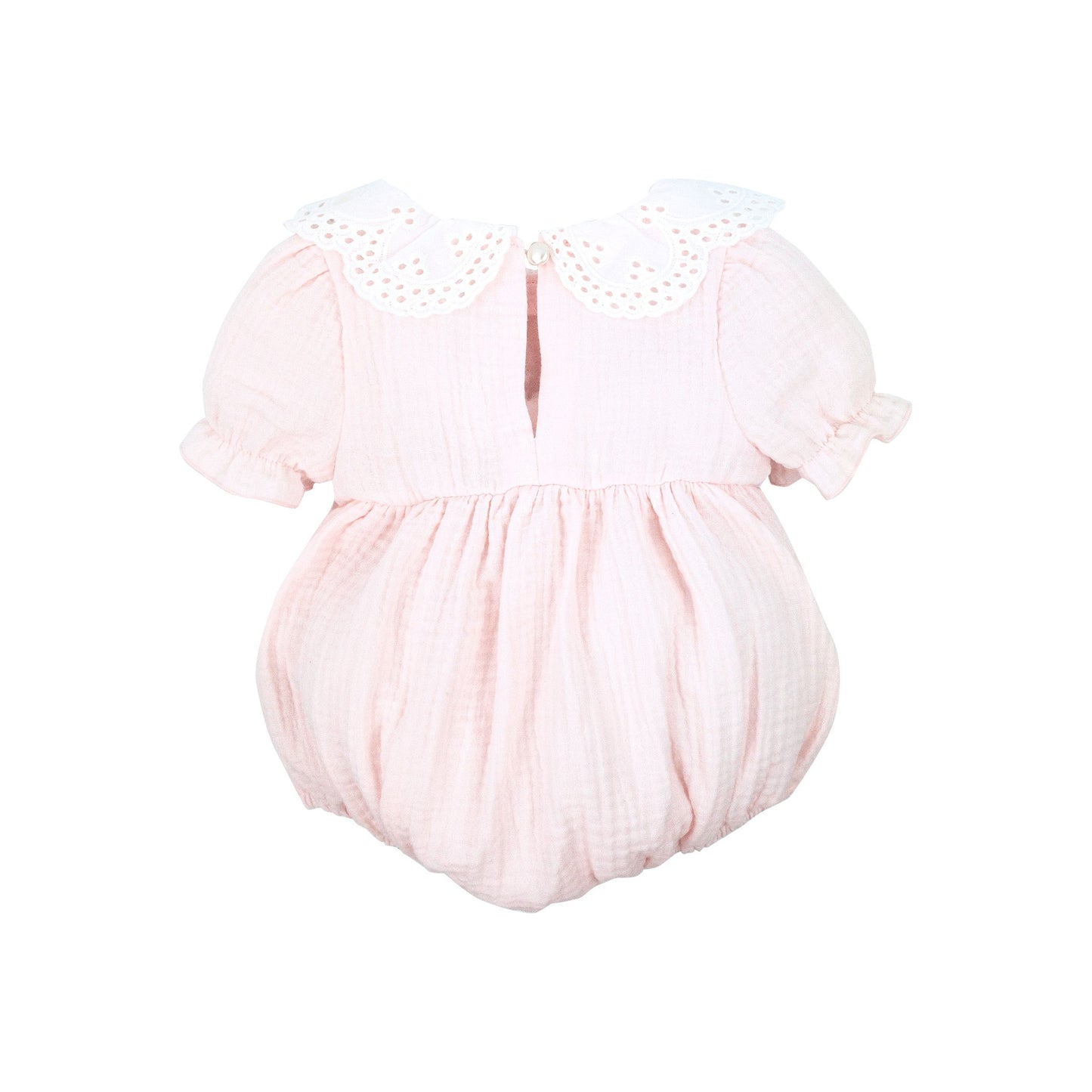 Baby girls pink cotton romper by Jamiks - Adora Childrenswear 