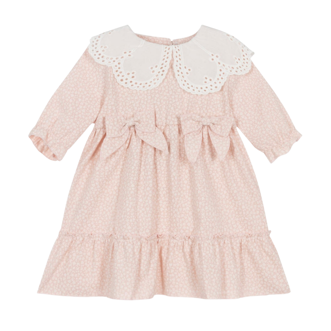 Girls pink cotton dress with ditsy floral pattern by Jamiks - Adora Childrenswear