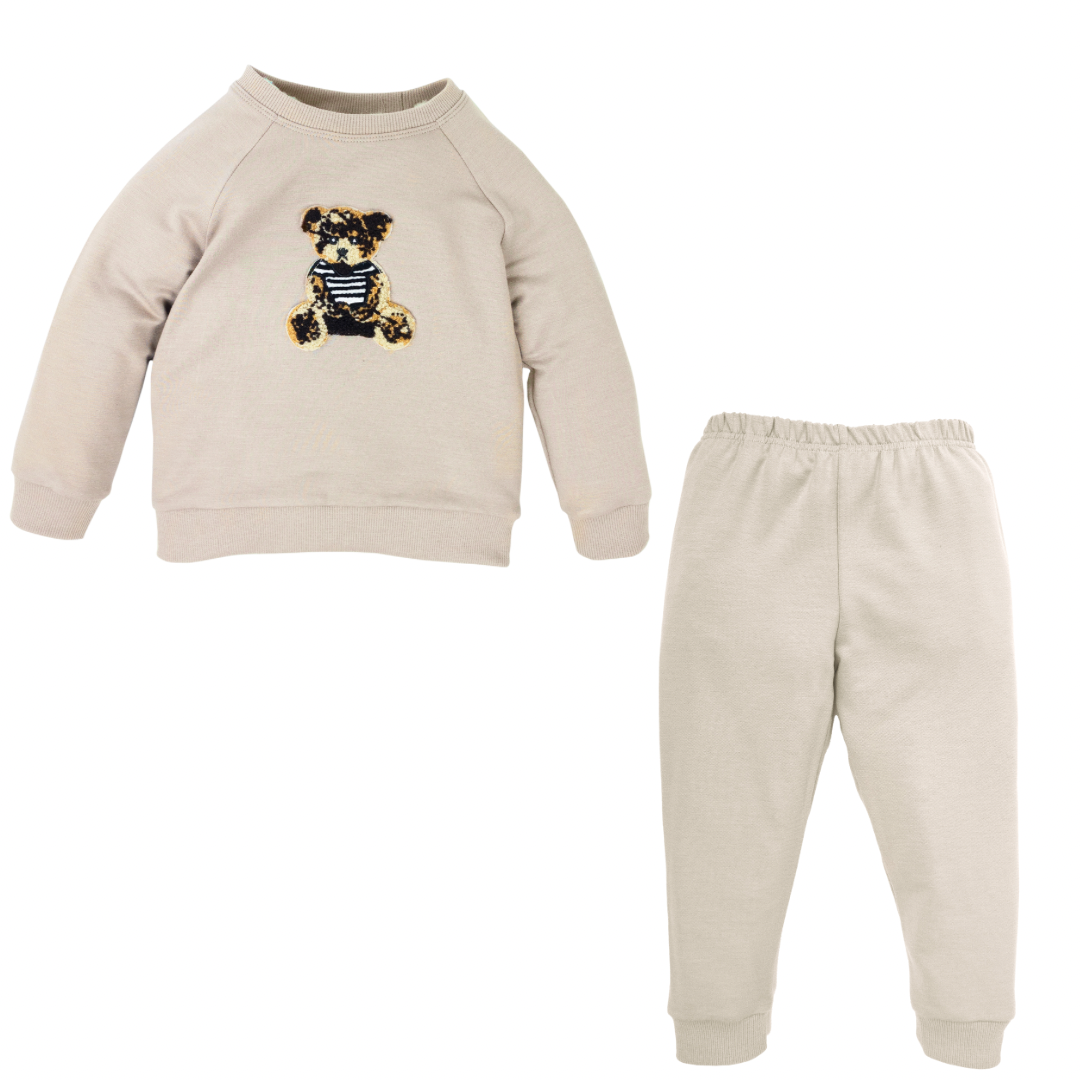 Boys Beige tracksuit with Teddy Bear motif by Jamiks - Adora Childrenswear
