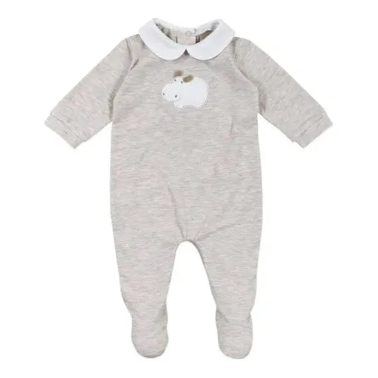 Unisex beige cotton baby grow with hippo by Coccode - Adora Childrenswear 