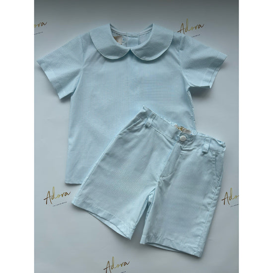 Boys blue and white shorts set - Adora Childrenswear 