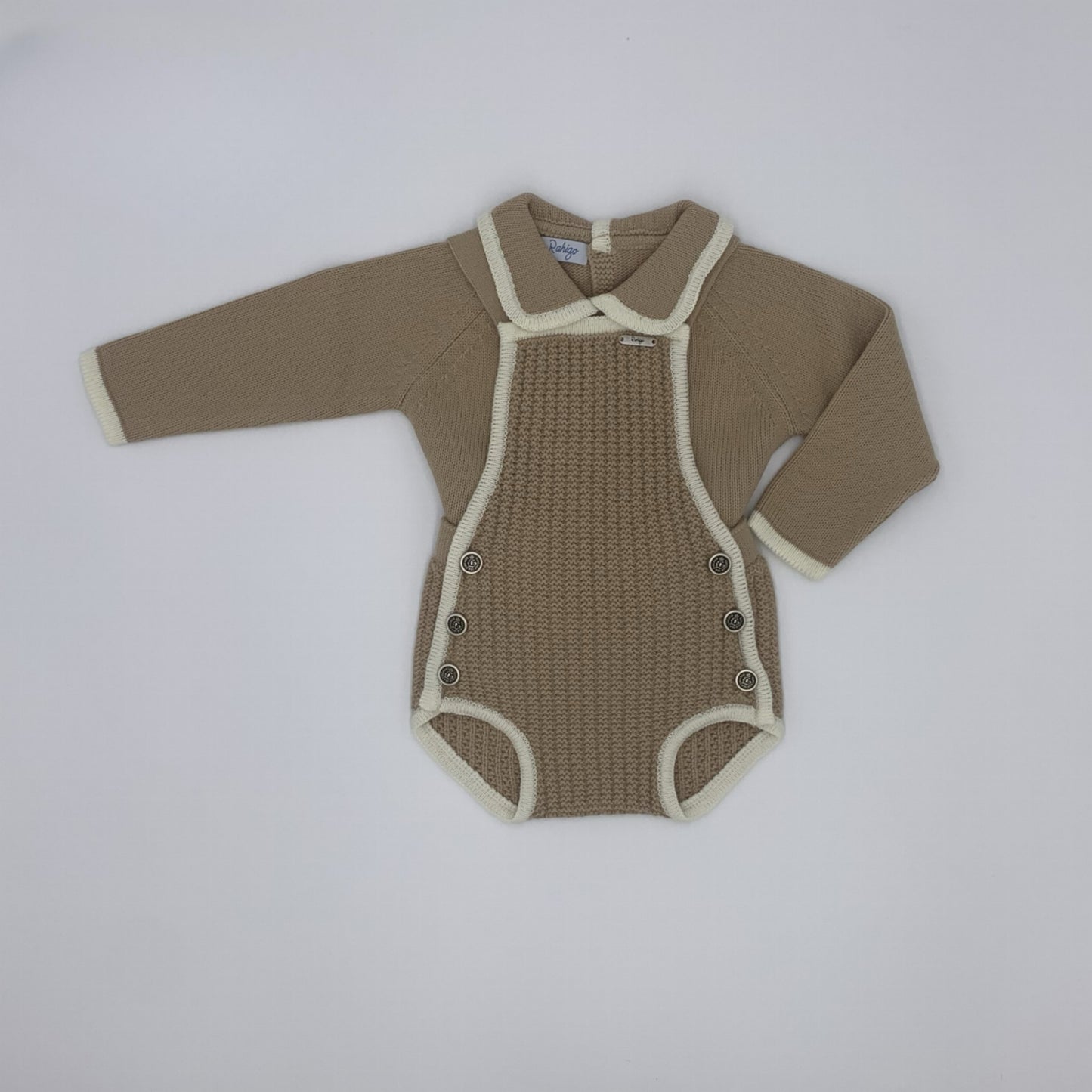 Baby boys Rahigo outfit in camel with cream piping new for Winter 2024