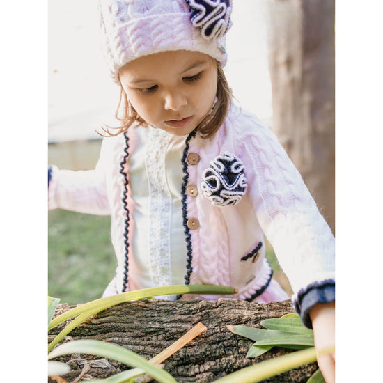 Rahigo baby pink and navy knitted outfit for baby girls  - Adora Childrenswear