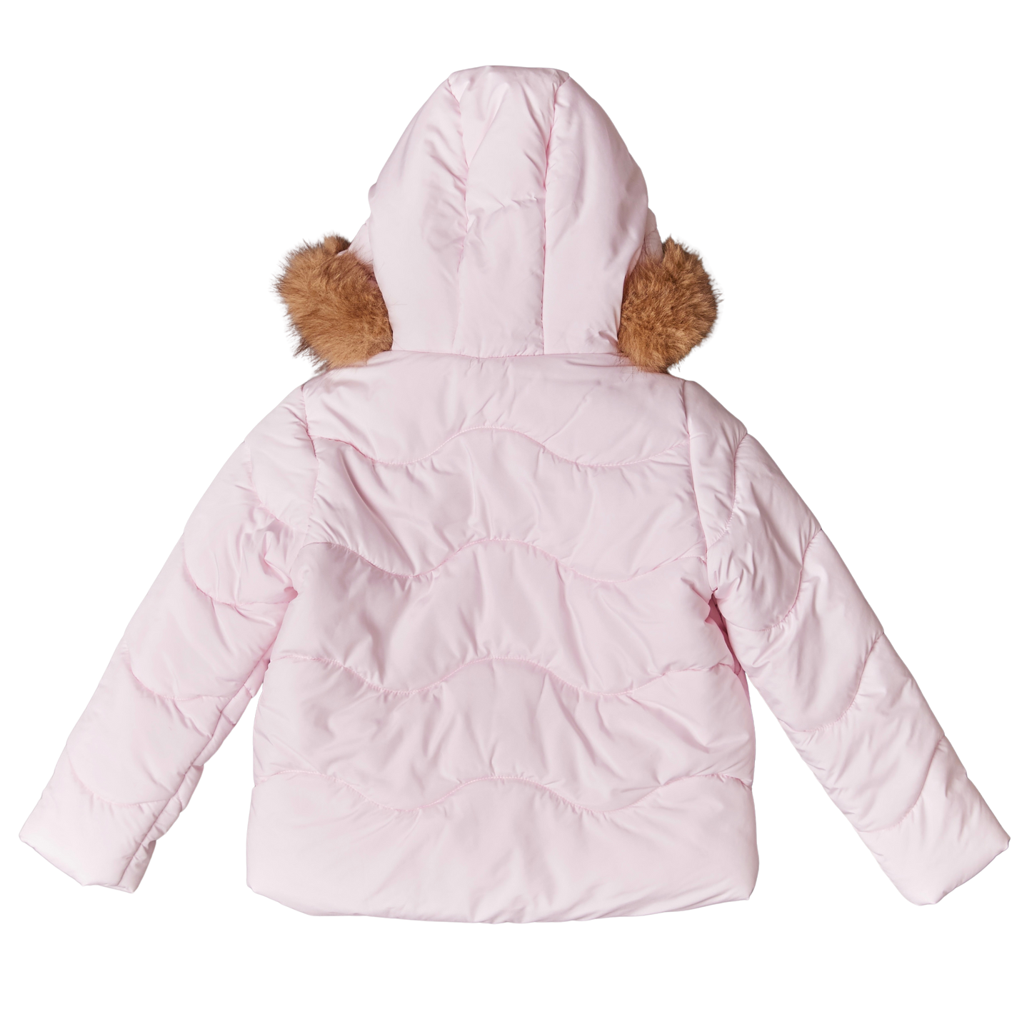 Lili Gaufrette pink padded coat with faux fur hood 