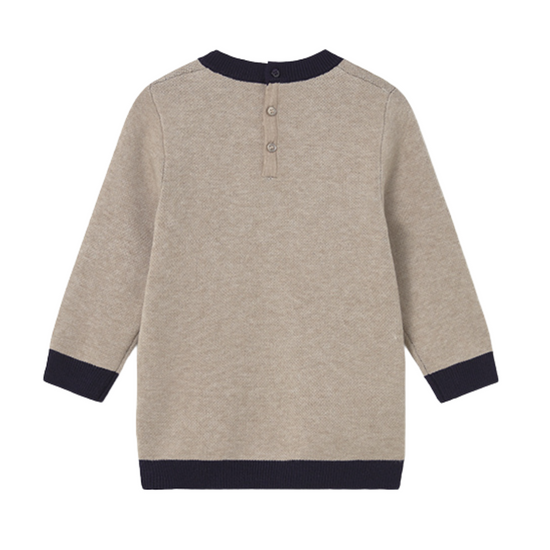 Mayoral girls beige and navy knit dress 