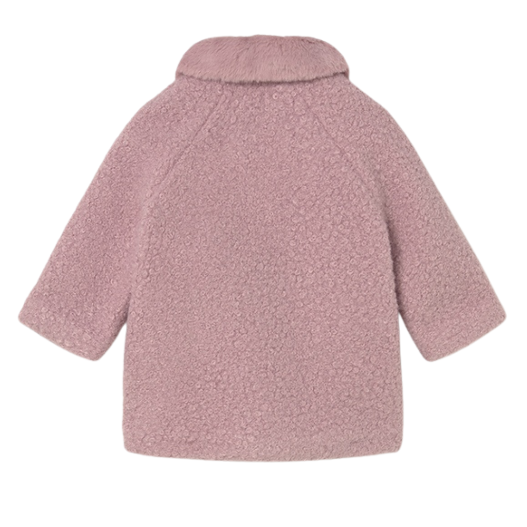 Mayoral Toddler girls pink shearling coat with faux fur collar