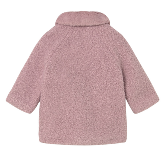 Mayoral Toddler girls pink shearling coat with faux fur collar