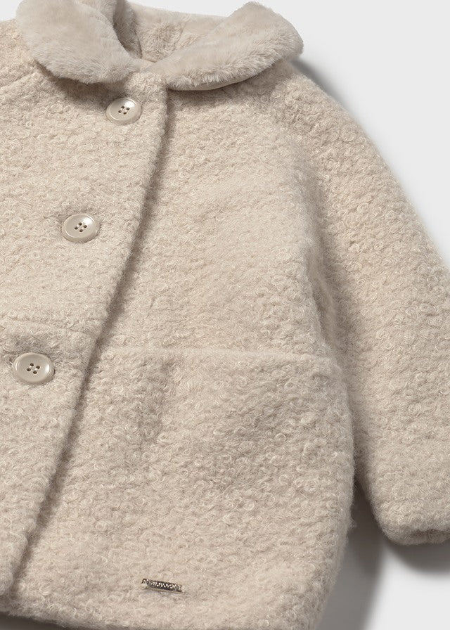 Mayoral girls shearling coat in sandy beige 
