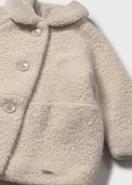 Mayoral girls shearling coat in sandy beige 