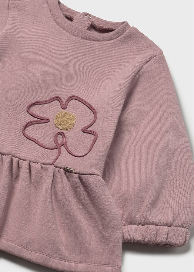 Mayoral girls blush pink jersey dress with flower detail 