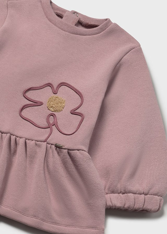 Mayoral girls blush pink jersey dress with flower detail 