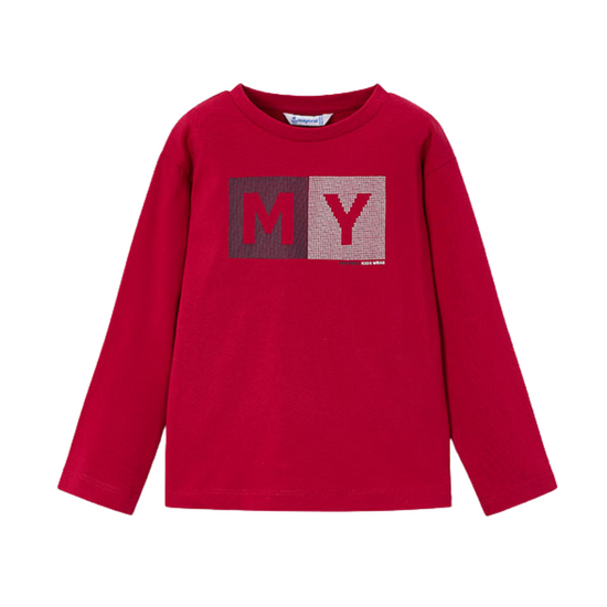 Mayoral boys red causal long sleeved T shirt 