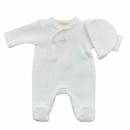 Mintini white baby grow with matching hat - Adora Childrenswear 