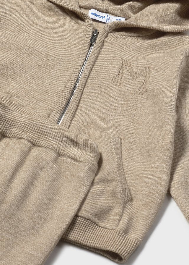 Mayoral boys beige hoodie tracksuit set 