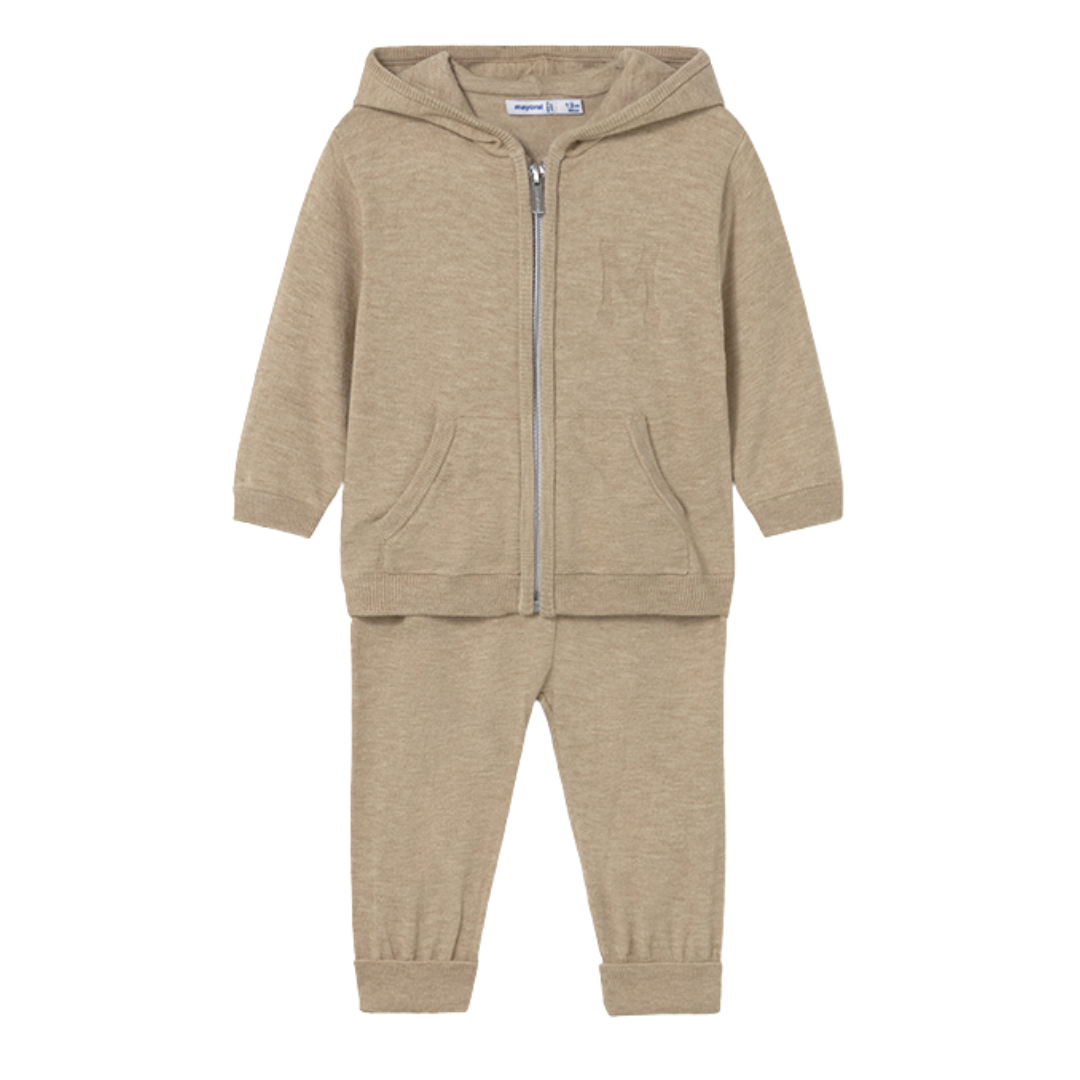 Mayoral boys beige hoodie tracksuit set 