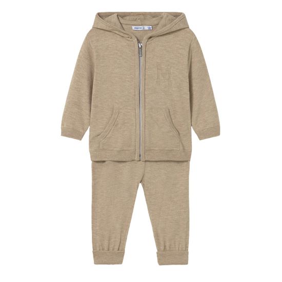 Mayoral boys beige hoodie tracksuit set 