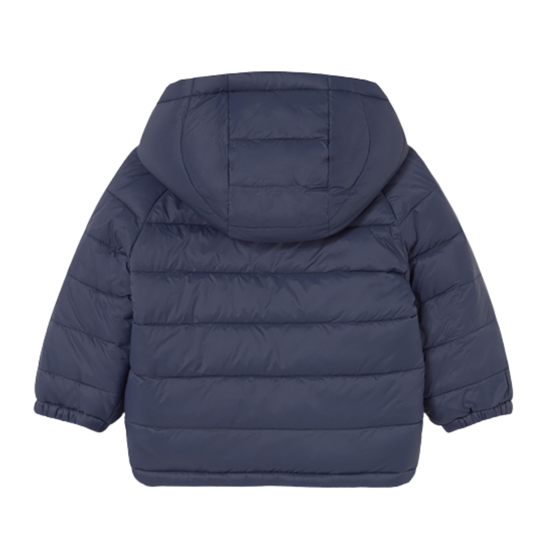 Mayoral boys beige/navy reversible coat with teddy bear design 