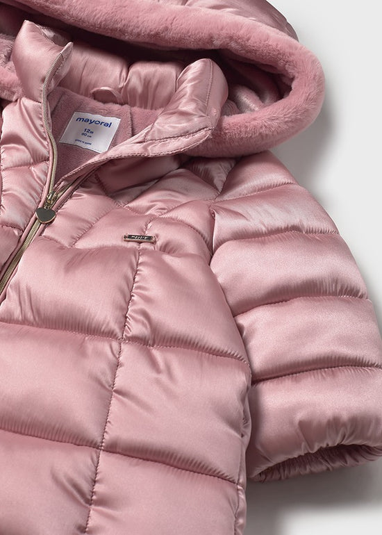 Mayoral baby girls dark pink long padded coat 