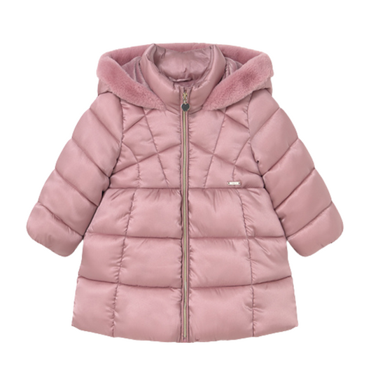 Mayoral baby girls dark pink long padded coat 