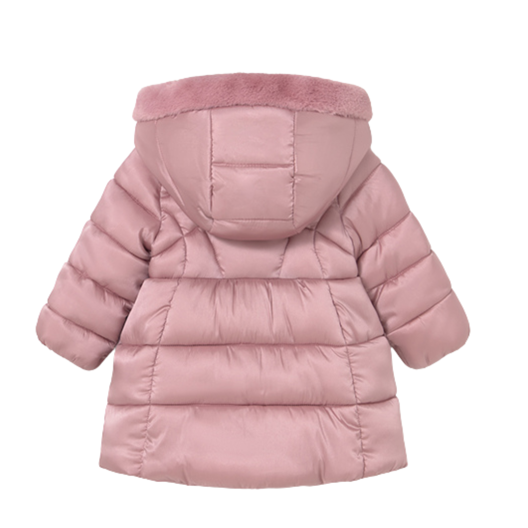 Mayoral baby girls dark pink long padded coat 