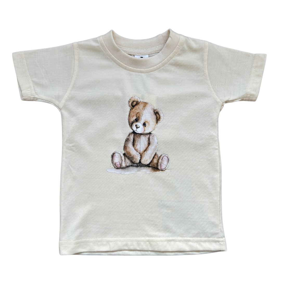 Children’s cream teddy bear t shirt - Adora Childrenswear 