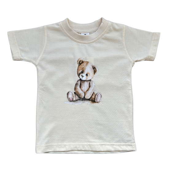 Children’s cream teddy bear t shirt - Adora Childrenswear 