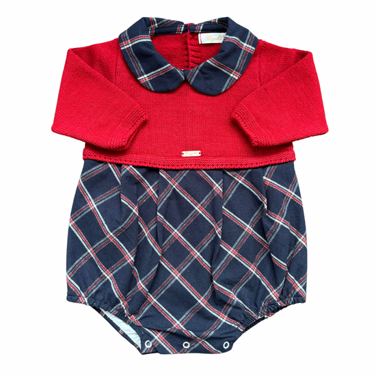 Rigola boys red and navy check romper - Adora Childrenswear 