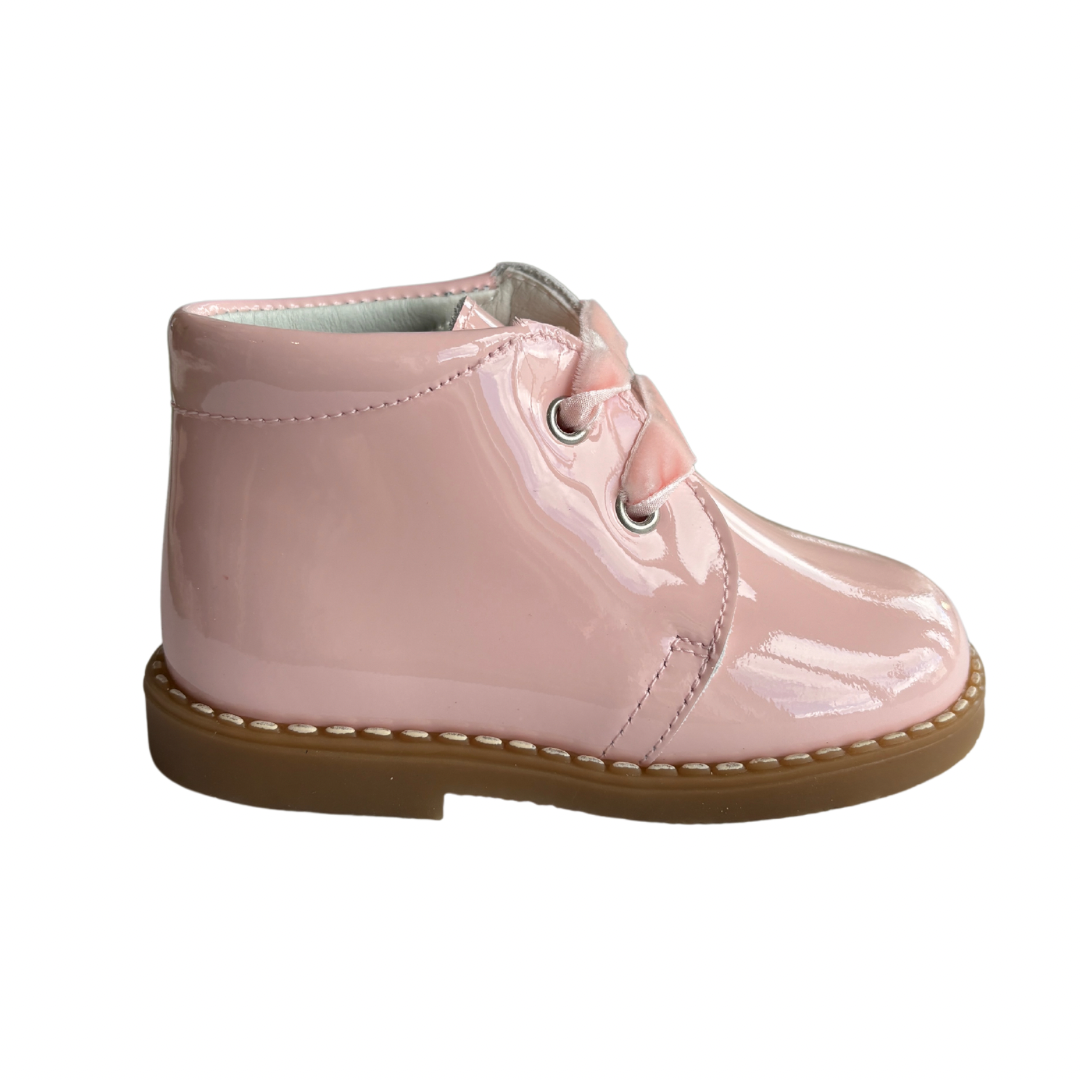 Andanines girls pink patent leather ankle boots - Adora Childrenswear