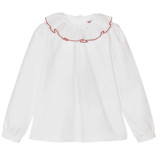 White Blouse With Red Detailing 3297 - Lala Kids 