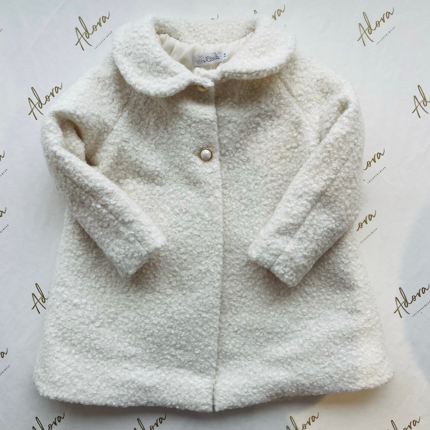 Cream Teddy Coat for little girls by Fofettes