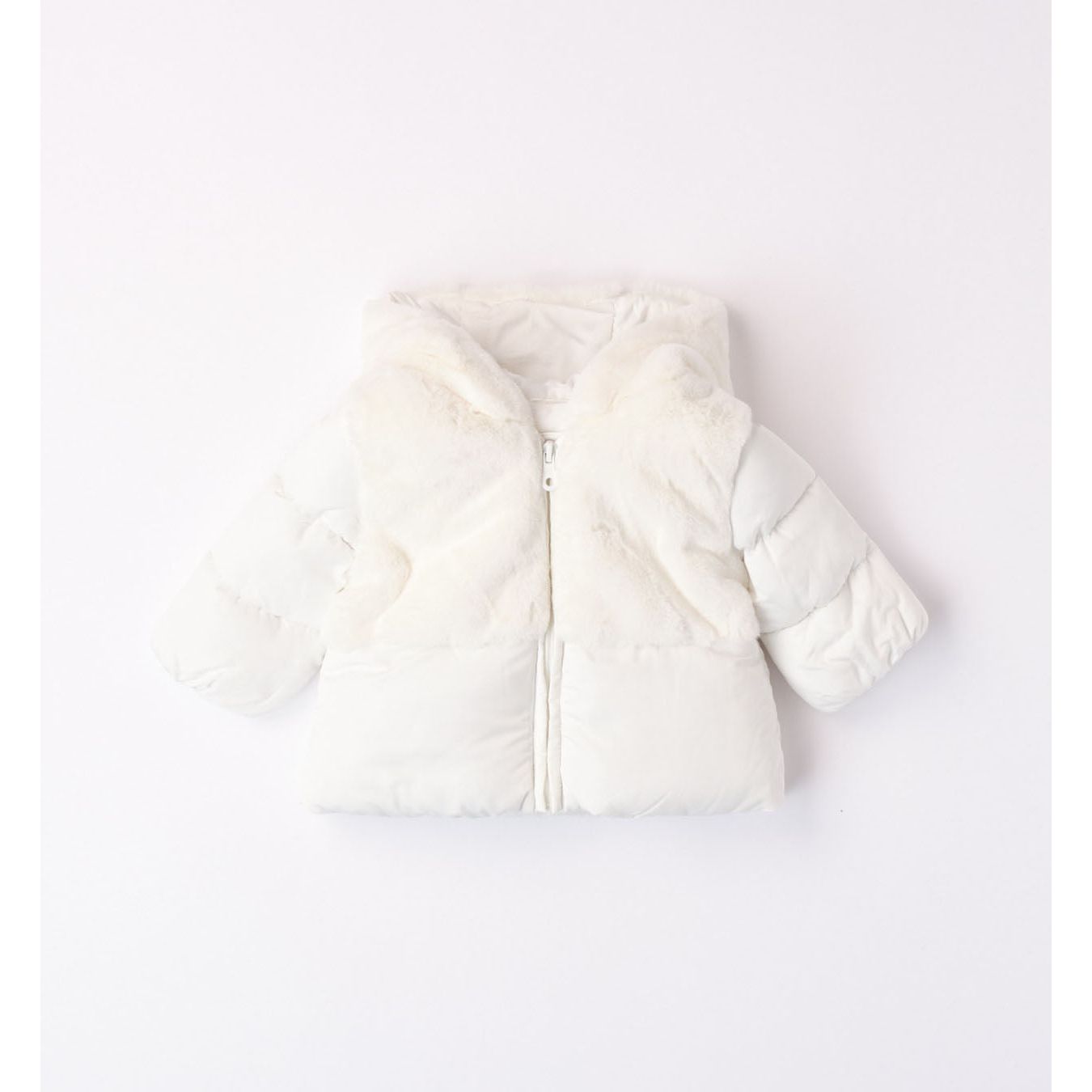 White Padded Faux Fur Coat 3289 - Lala Kids 
