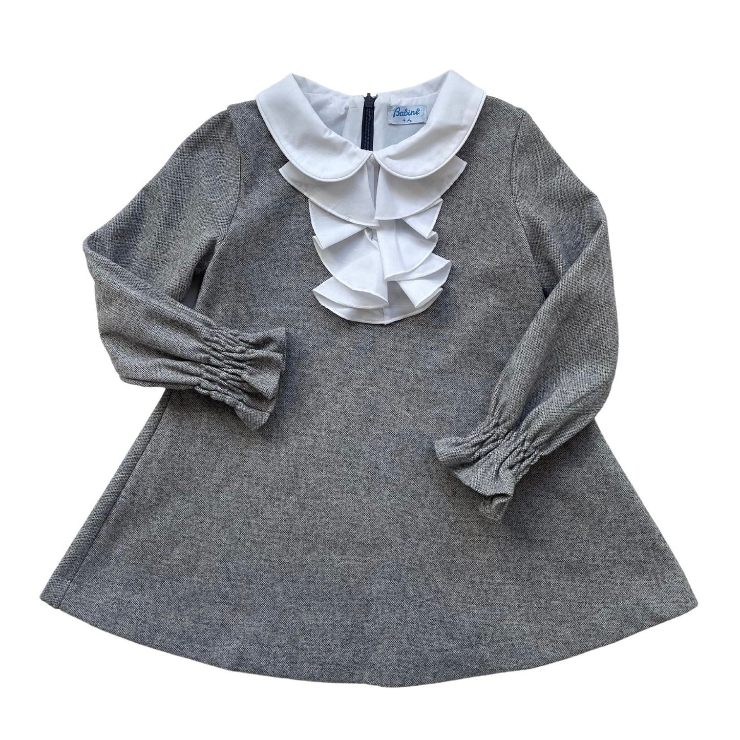 Load image into Gallery viewer, Grey Dress With White Ruffles 3288 - Lala Kids 
